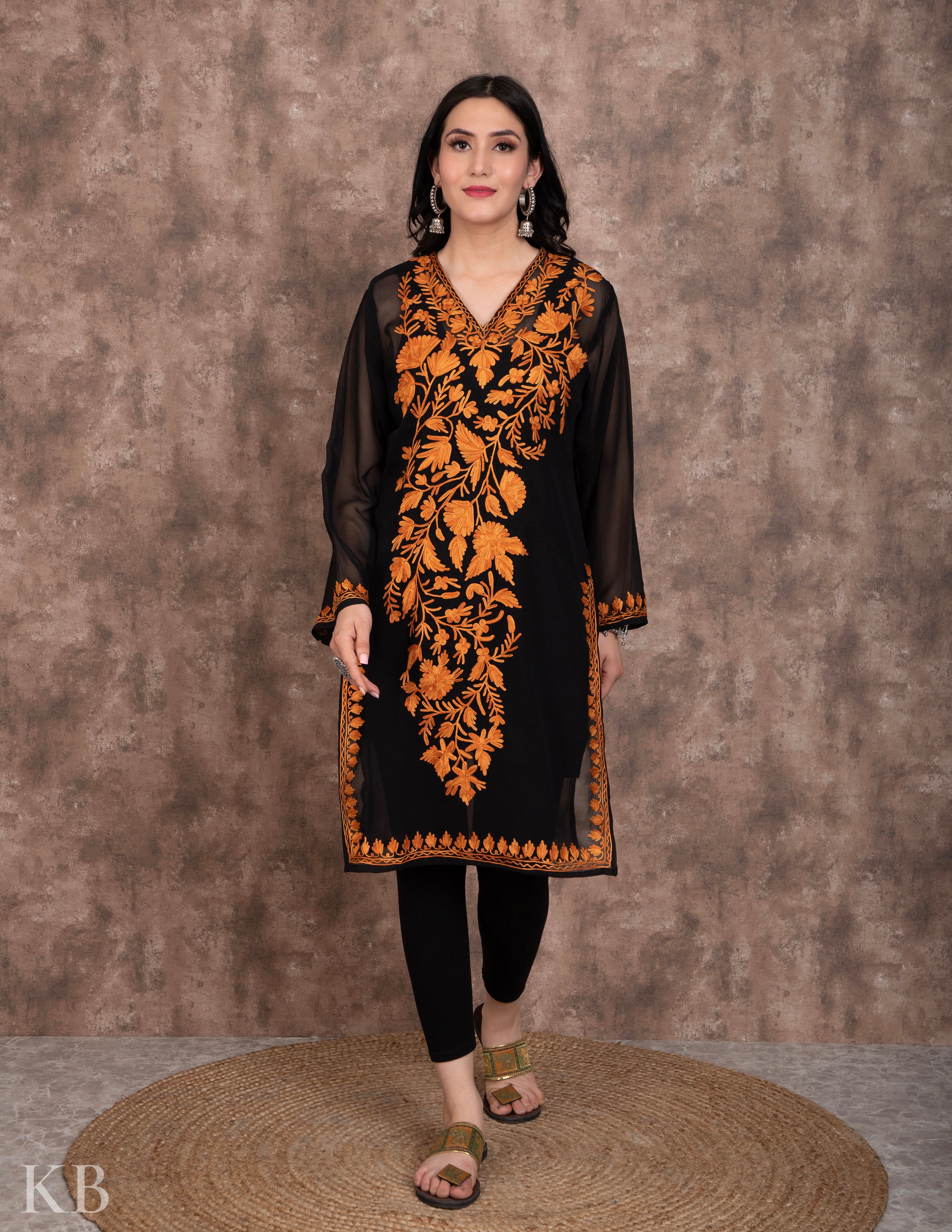 Buy Cotton Embroidery | georgette kashmiri kurti - Kashmirorigin
